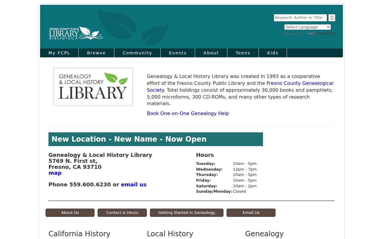 Fresno residents directory Heritage Center reference