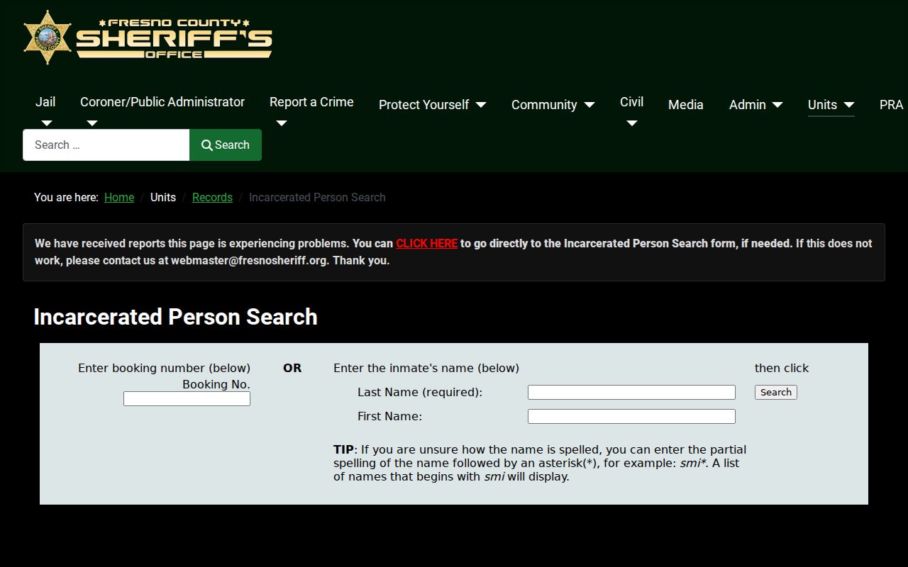 Fresno residents directory Fresno County Sheriff inmate search